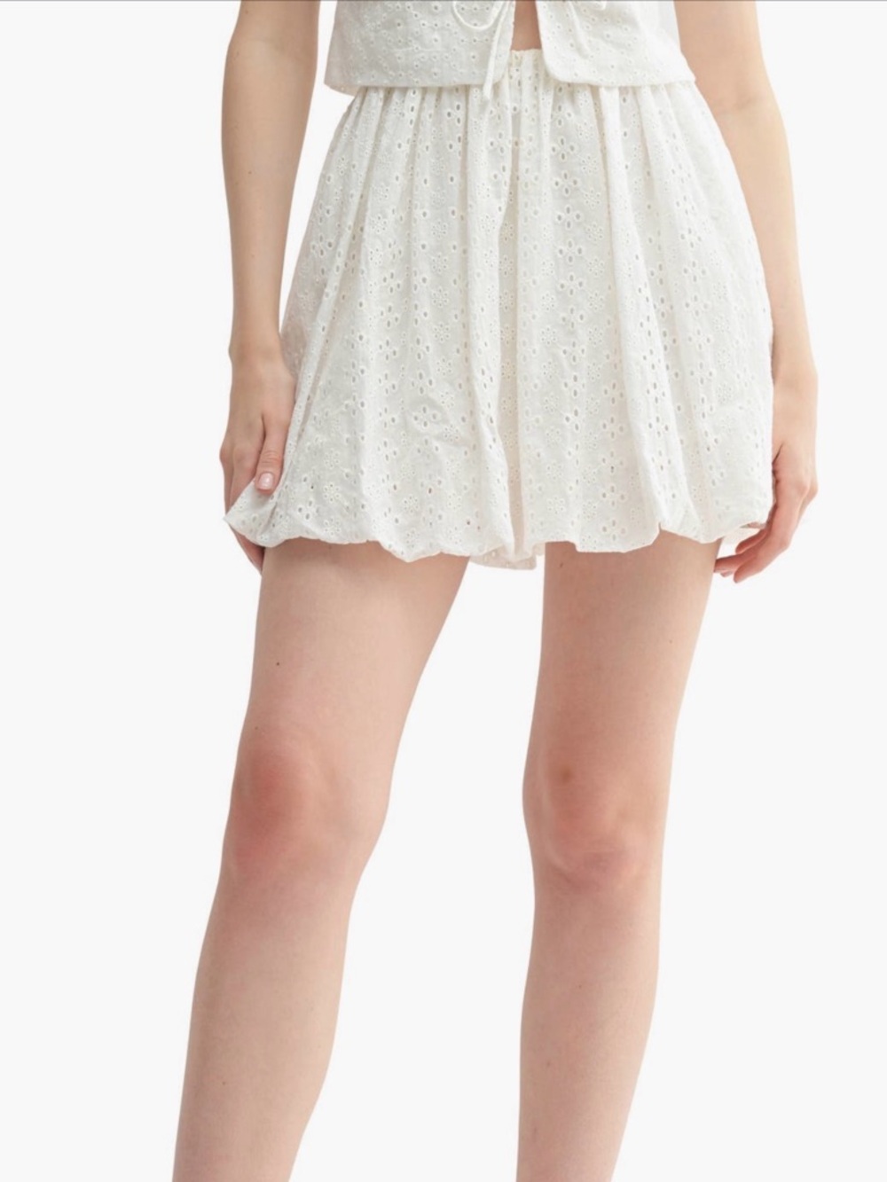 White Eyelet Mini Skirt - Brand Unspecified
